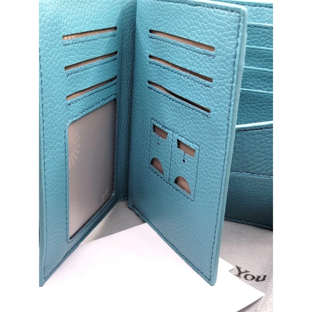 Best Wishes For You Women's Wallet Teal Cash Change Credit Cards Photos NEW